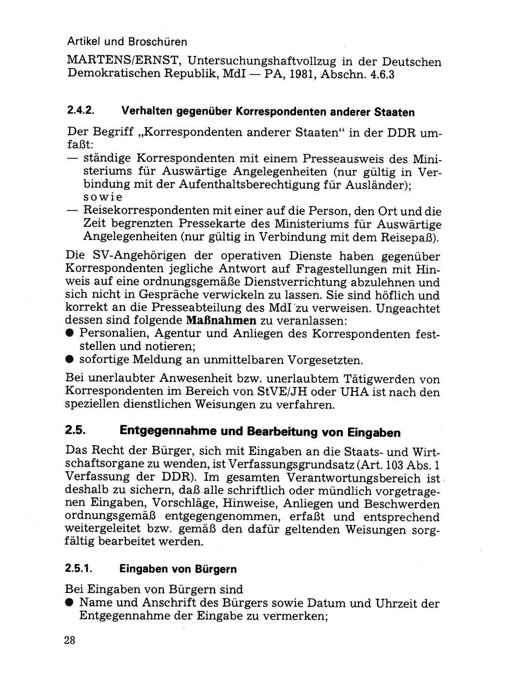 Handbuch für operative Dienste, Abteilung Strafvollzug (SV) [Ministerium des Innern (MdI) Deutsche Demokratische Republik (DDR)] 1981, Seite 28 (Hb. op. D. Abt. SV MdI DDR 1981, S. 28)