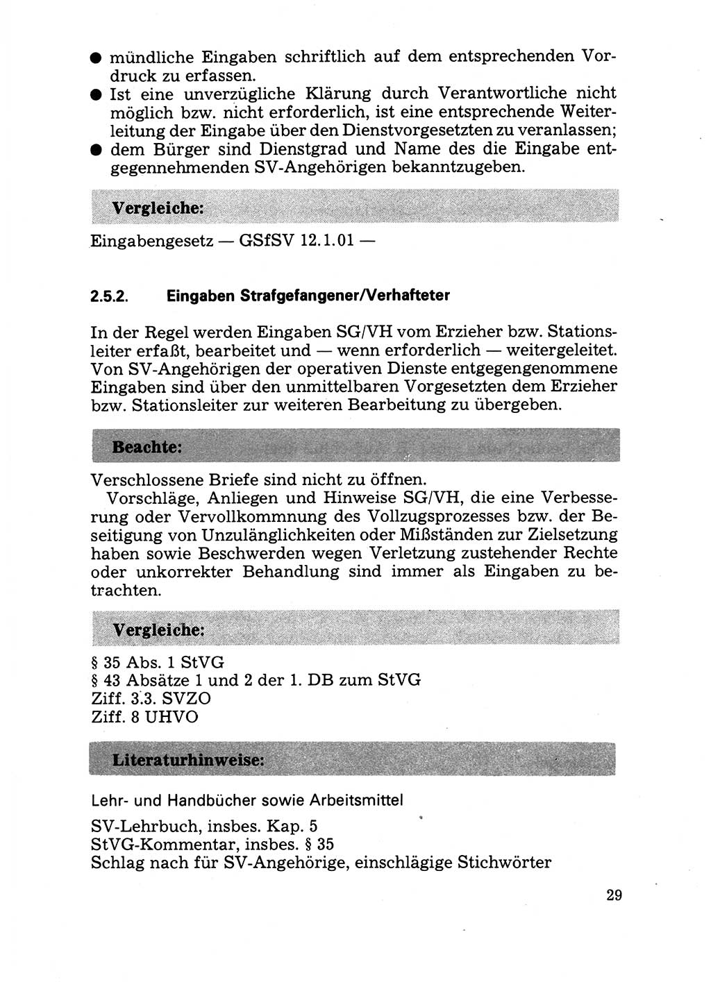 Handbuch für operative Dienste, Abteilung Strafvollzug (SV) [Ministerium des Innern (MdI) Deutsche Demokratische Republik (DDR)] 1981, Seite 29 (Hb. op. D. Abt. SV MdI DDR 1981, S. 29)
