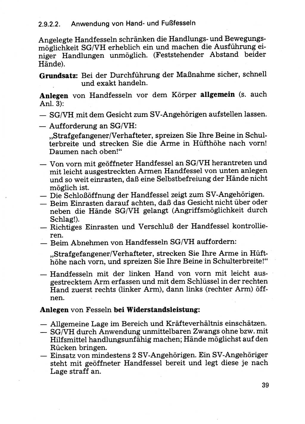 Handbuch für operative Dienste, Abteilung Strafvollzug (SV) [Ministerium des Innern (MdI) Deutsche Demokratische Republik (DDR)] 1981, Seite 39 (Hb. op. D. Abt. SV MdI DDR 1981, S. 39)