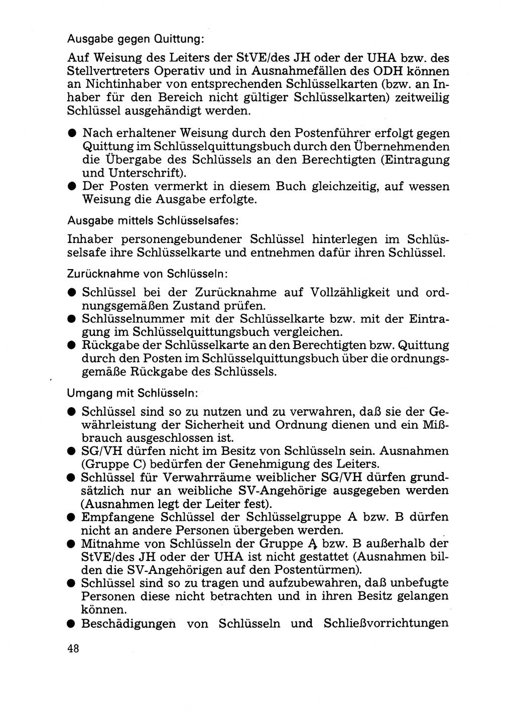 Handbuch für operative Dienste, Abteilung Strafvollzug (SV) [Ministerium des Innern (MdI) Deutsche Demokratische Republik (DDR)] 1981, Seite 48 (Hb. op. D. Abt. SV MdI DDR 1981, S. 48)