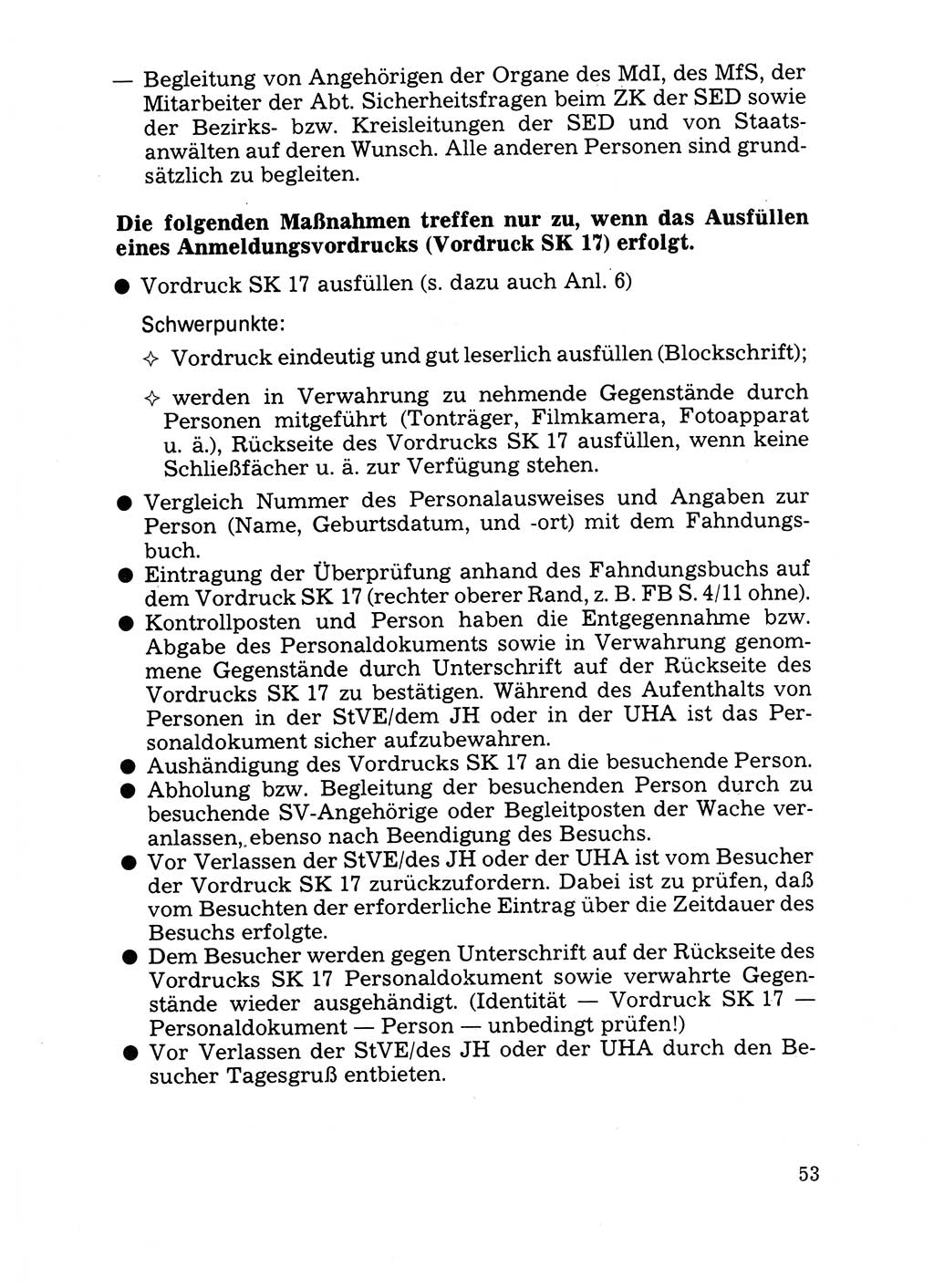 Handbuch für operative Dienste, Abteilung Strafvollzug (SV) [Ministerium des Innern (MdI) Deutsche Demokratische Republik (DDR)] 1981, Seite 53 (Hb. op. D. Abt. SV MdI DDR 1981, S. 53)