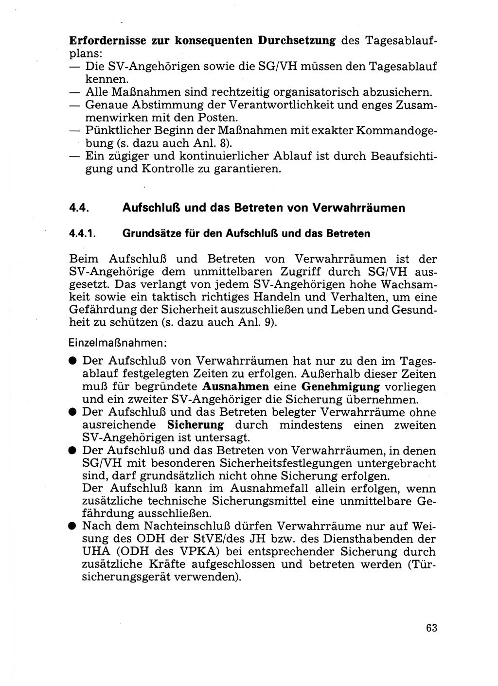 Handbuch für operative Dienste, Abteilung Strafvollzug (SV) [Ministerium des Innern (MdI) Deutsche Demokratische Republik (DDR)] 1981, Seite 63 (Hb. op. D. Abt. SV MdI DDR 1981, S. 63)