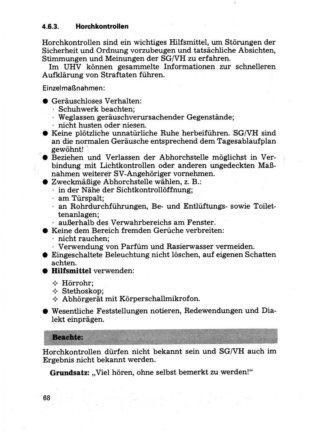 Handbuch für operative Dienste, Abteilung Strafvollzug (SV) [Ministerium des Innern (MdI) Deutsche Demokratische Republik (DDR)] 1981, Seite 68 (Hb. op. D. Abt. SV MdI DDR 1981, S. 68)