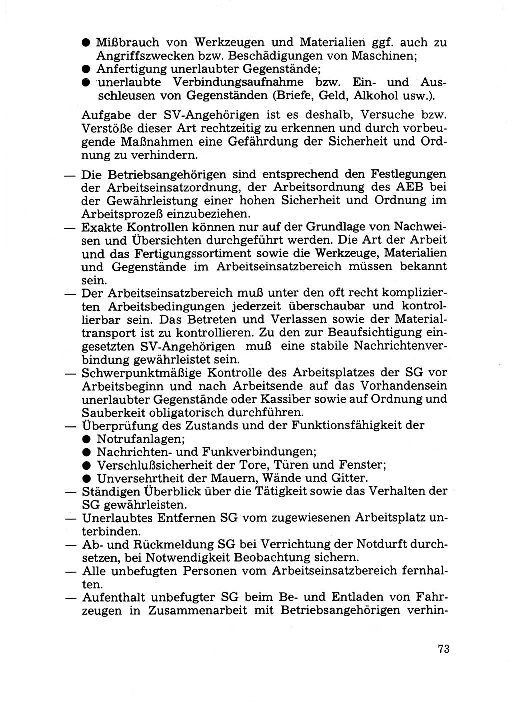 Handbuch für operative Dienste, Abteilung Strafvollzug (SV) [Ministerium des Innern (MdI) Deutsche Demokratische Republik (DDR)] 1981, Seite 73 (Hb. op. D. Abt. SV MdI DDR 1981, S. 73)