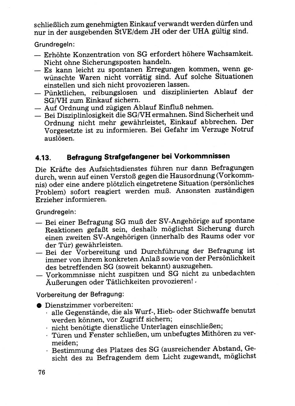 Handbuch für operative Dienste, Abteilung Strafvollzug (SV) [Ministerium des Innern (MdI) Deutsche Demokratische Republik (DDR)] 1981, Seite 76 (Hb. op. D. Abt. SV MdI DDR 1981, S. 76)