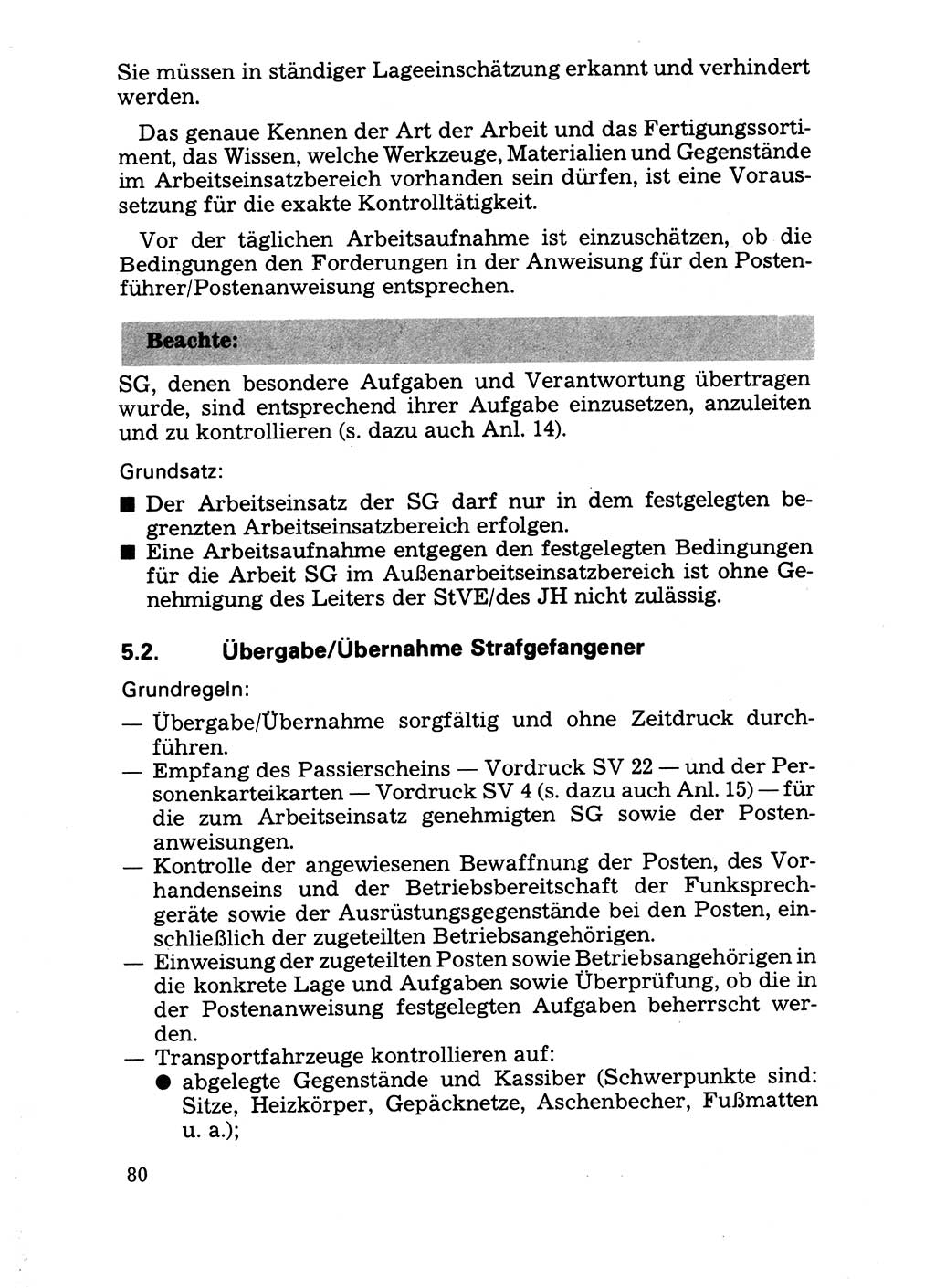 Handbuch für operative Dienste, Abteilung Strafvollzug (SV) [Ministerium des Innern (MdI) Deutsche Demokratische Republik (DDR)] 1981, Seite 80 (Hb. op. D. Abt. SV MdI DDR 1981, S. 80)