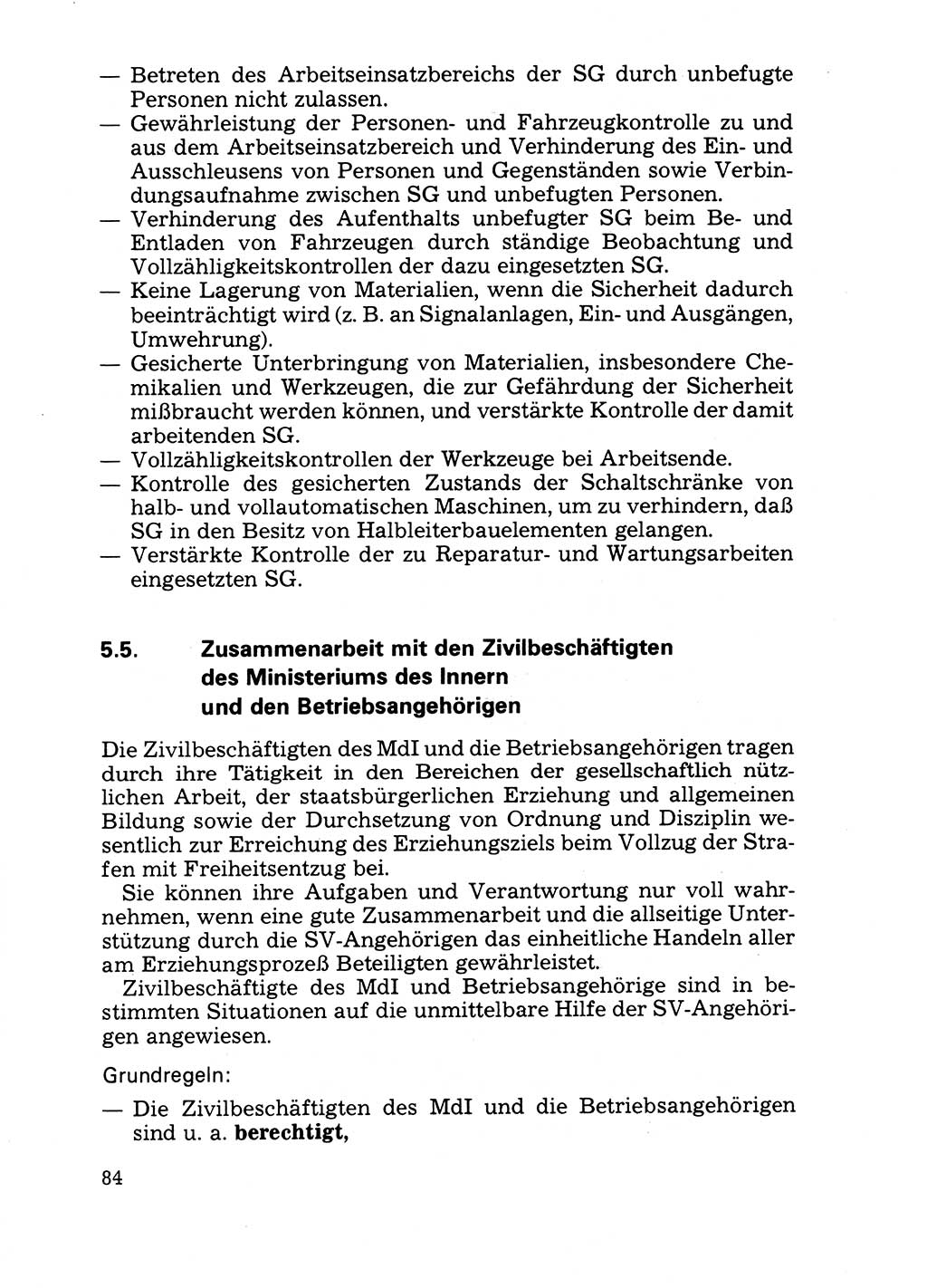 Handbuch für operative Dienste, Abteilung Strafvollzug (SV) [Ministerium des Innern (MdI) Deutsche Demokratische Republik (DDR)] 1981, Seite 84 (Hb. op. D. Abt. SV MdI DDR 1981, S. 84)
