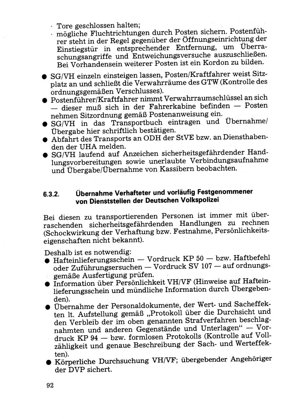 Handbuch für operative Dienste, Abteilung Strafvollzug (SV) [Ministerium des Innern (MdI) Deutsche Demokratische Republik (DDR)] 1981, Seite 92 (Hb. op. D. Abt. SV MdI DDR 1981, S. 92)