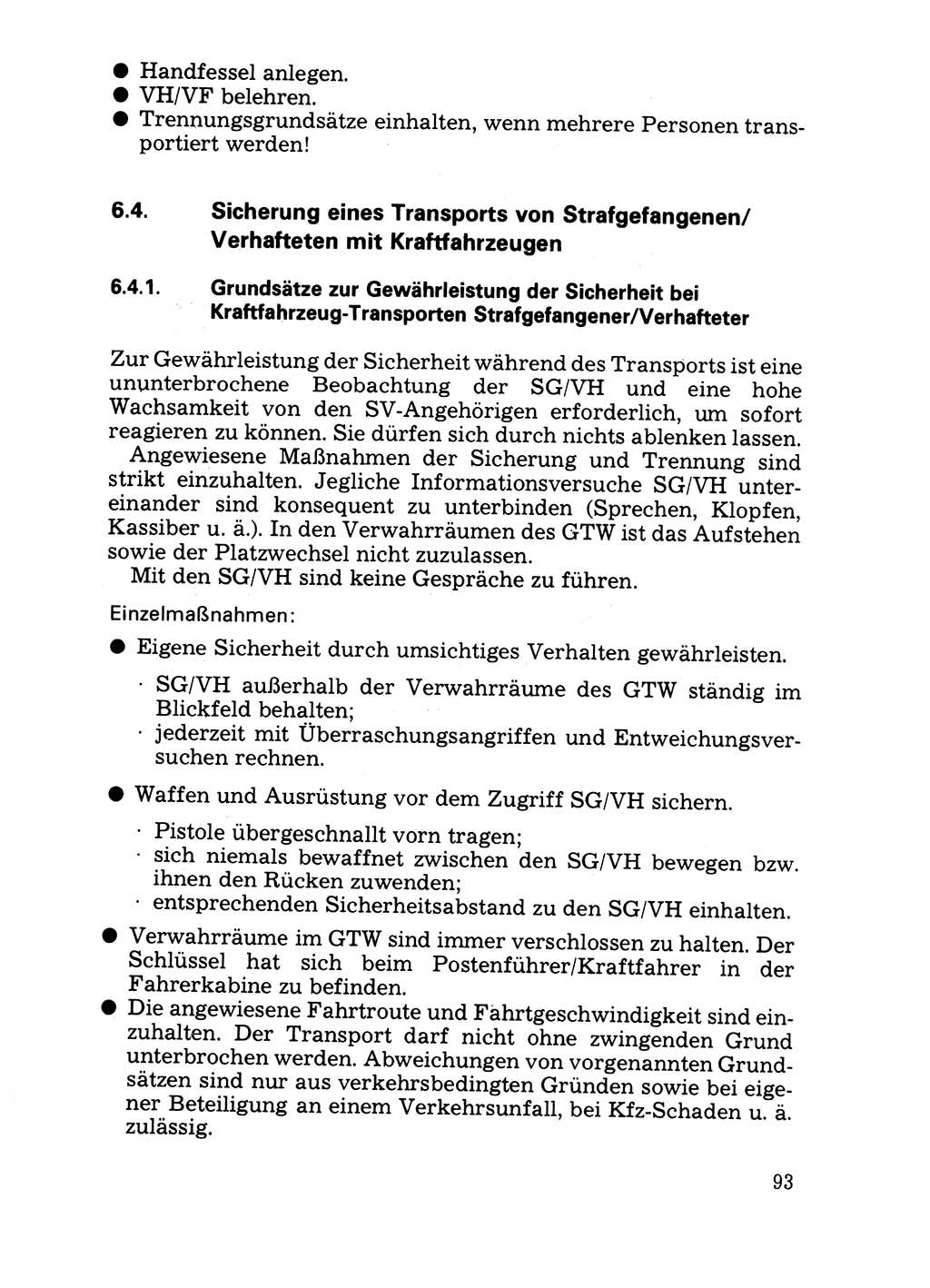 Handbuch für operative Dienste, Abteilung Strafvollzug (SV) [Ministerium des Innern (MdI) Deutsche Demokratische Republik (DDR)] 1981, Seite 93 (Hb. op. D. Abt. SV MdI DDR 1981, S. 93)