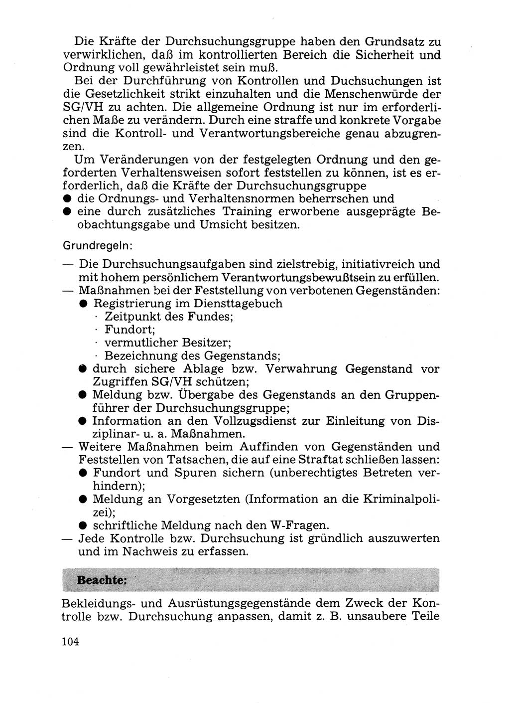 Handbuch für operative Dienste, Abteilung Strafvollzug (SV) [Ministerium des Innern (MdI) Deutsche Demokratische Republik (DDR)] 1981, Seite 104 (Hb. op. D. Abt. SV MdI DDR 1981, S. 104)