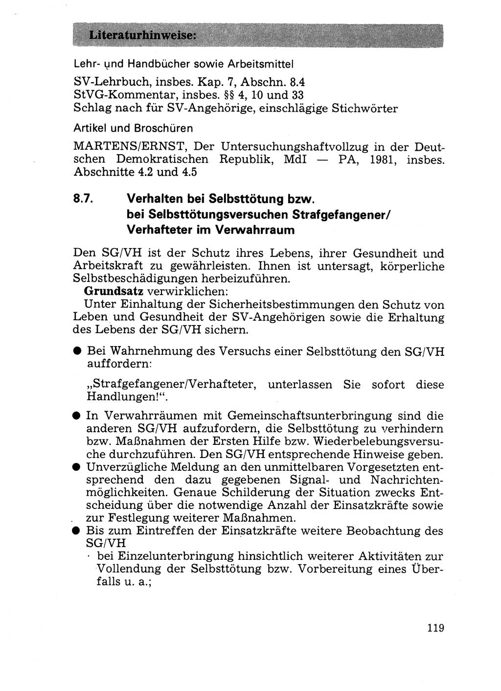 Handbuch für operative Dienste, Abteilung Strafvollzug (SV) [Ministerium des Innern (MdI) Deutsche Demokratische Republik (DDR)] 1981, Seite 119 (Hb. op. D. Abt. SV MdI DDR 1981, S. 119)