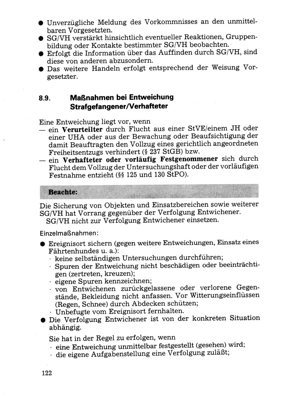 Handbuch für operative Dienste, Abteilung Strafvollzug (SV) [Ministerium des Innern (MdI) Deutsche Demokratische Republik (DDR)] 1981, Seite 122 (Hb. op. D. Abt. SV MdI DDR 1981, S. 122)