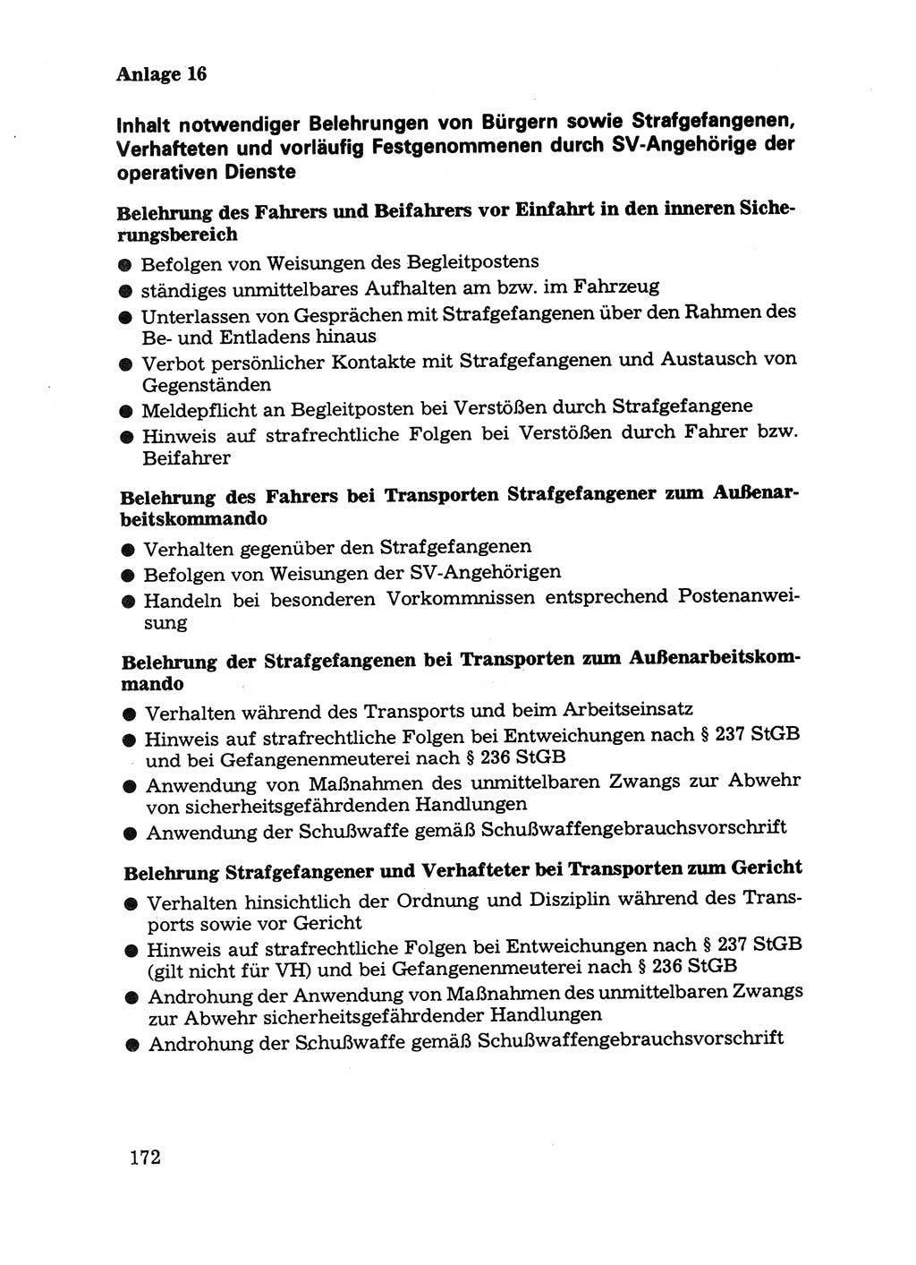Handbuch für operative Dienste, Abteilung Strafvollzug (SV) [Ministerium des Innern (MdI) Deutsche Demokratische Republik (DDR)] 1981, Seite 172 (Hb. op. D. Abt. SV MdI DDR 1981, S. 172)