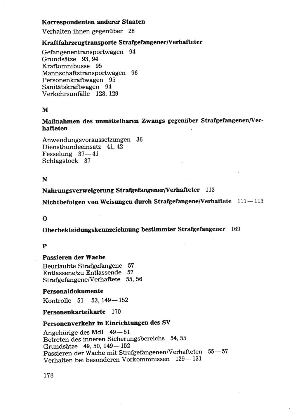 Handbuch für operative Dienste, Abteilung Strafvollzug (SV) [Ministerium des Innern (MdI) Deutsche Demokratische Republik (DDR)] 1981, Seite 178 (Hb. op. D. Abt. SV MdI DDR 1981, S. 178)