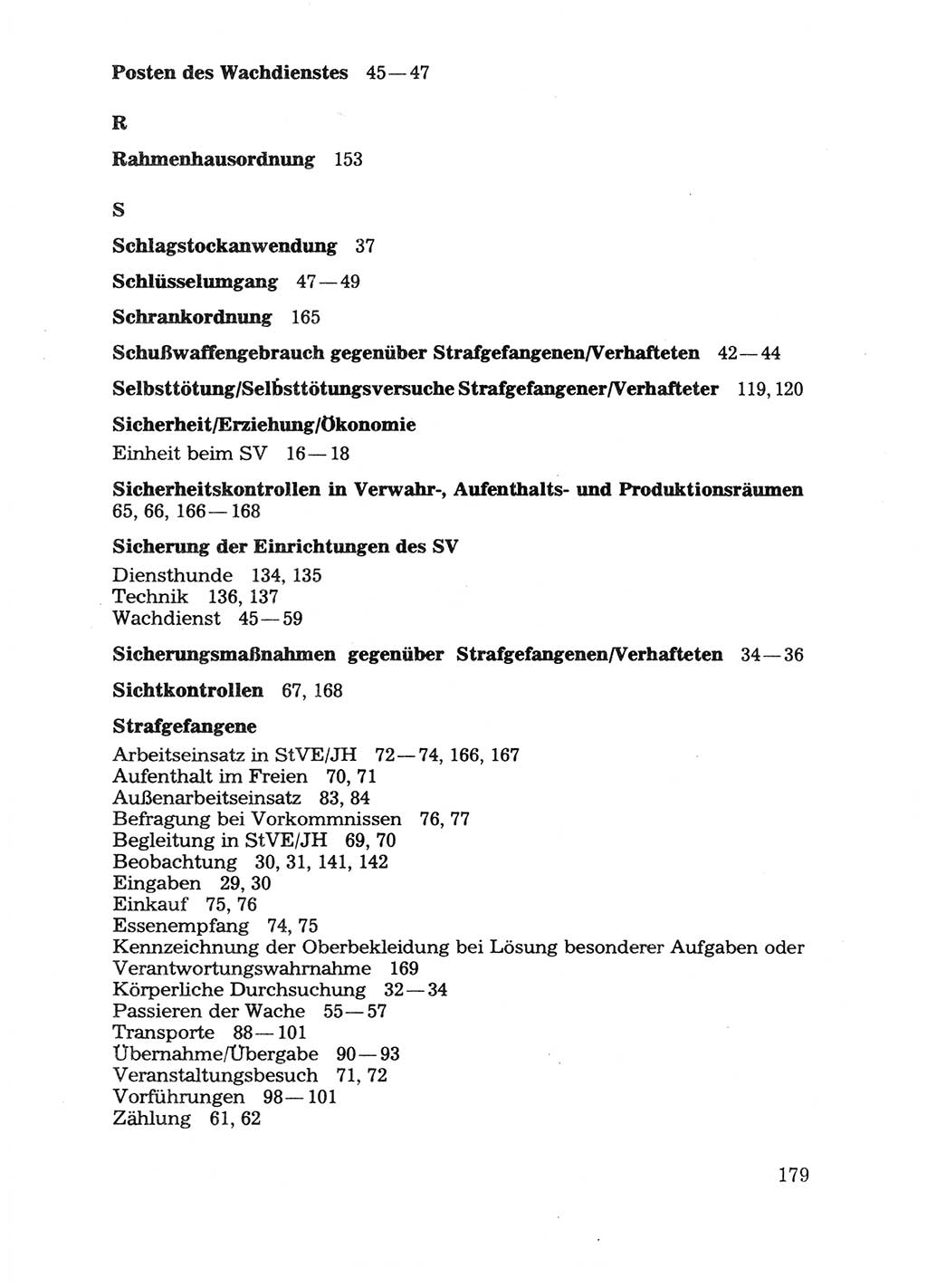 Handbuch für operative Dienste, Abteilung Strafvollzug (SV) [Ministerium des Innern (MdI) Deutsche Demokratische Republik (DDR)] 1981, Seite 179 (Hb. op. D. Abt. SV MdI DDR 1981, S. 179)
