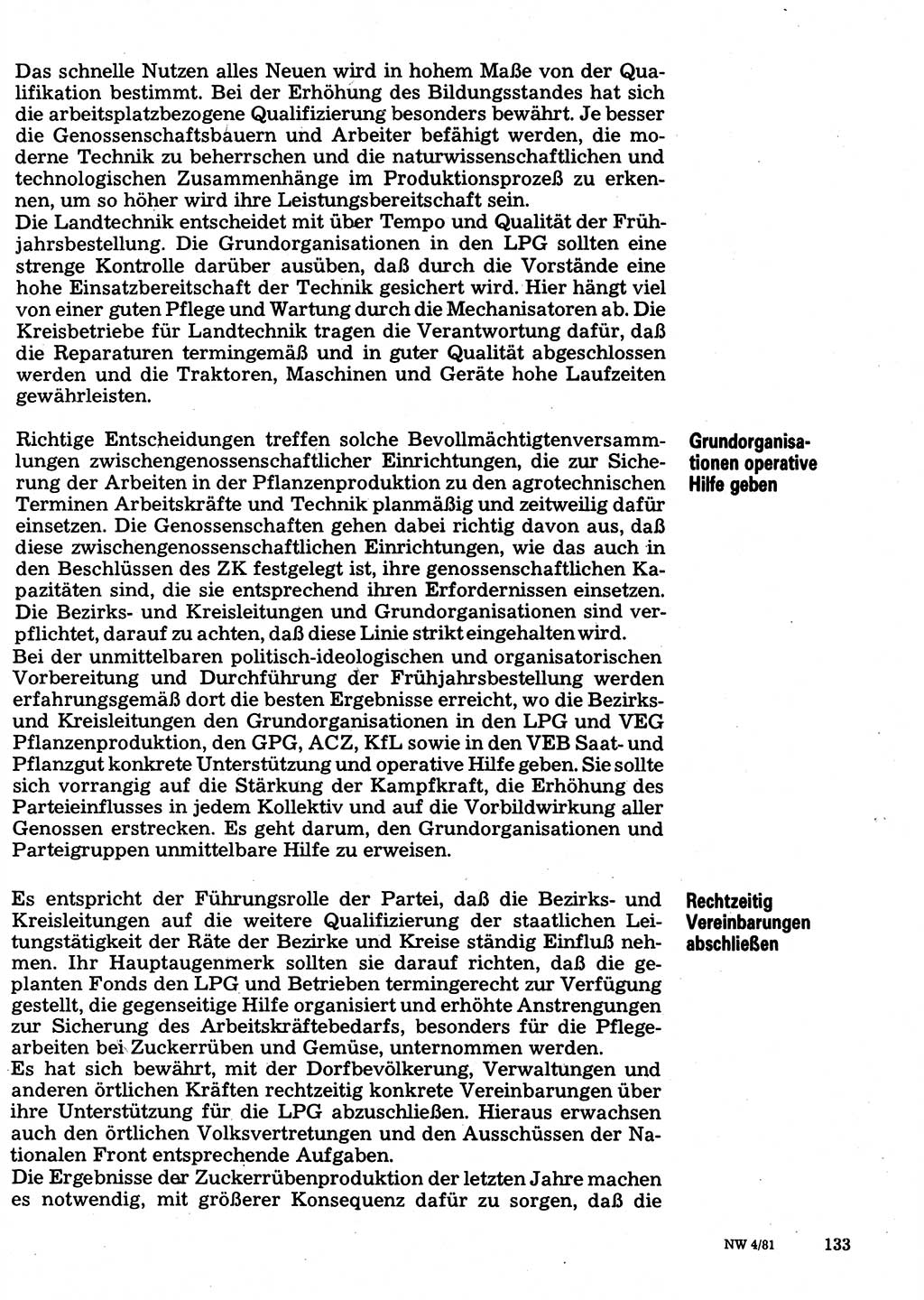 Neuer Weg (NW), Organ des Zentralkomitees (ZK) der SED (Sozialistische Einheitspartei Deutschlands) für Fragen des Parteilebens, 36. Jahrgang [Deutsche Demokratische Republik (DDR)] 1981, Seite 133 (NW ZK SED DDR 1981, S. 133)