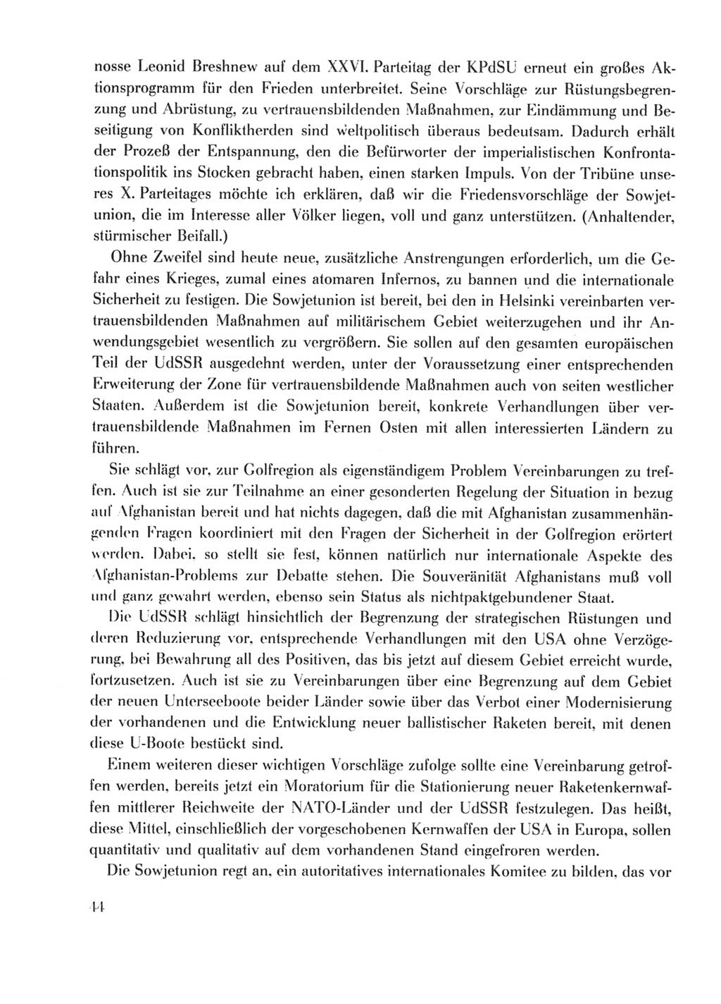 Protokoll der Verhandlungen des Ⅹ. Parteitages der Sozialistischen Einheitspartei Deutschlands (SED) [Deutsche Demokratische Republik (DDR)] 1981, Band 1, Seite 44 (Prot. Verh. Ⅹ. PT SED DDR 1981, Bd. 1, S. 44)