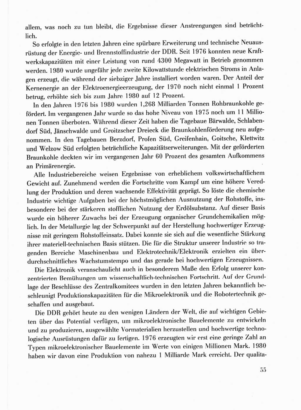 Protokoll der Verhandlungen des Ⅹ. Parteitages der Sozialistischen Einheitspartei Deutschlands (SED) [Deutsche Demokratische Republik (DDR)] 1981, Band 1, Seite 55 (Prot. Verh. Ⅹ. PT SED DDR 1981, Bd. 1, S. 55)
