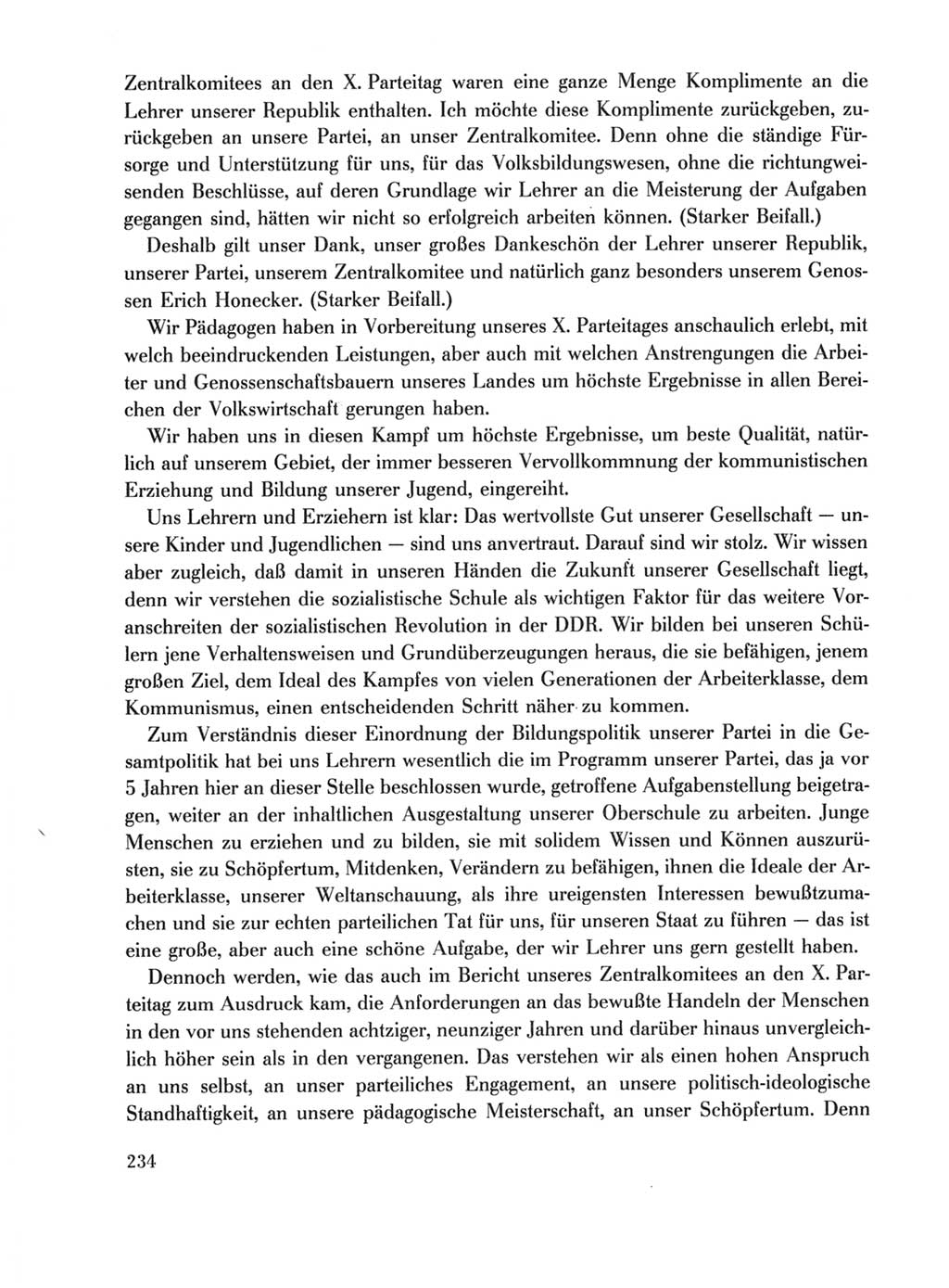 Protokoll der Verhandlungen des Ⅹ. Parteitages der Sozialistischen Einheitspartei Deutschlands (SED) [Deutsche Demokratische Republik (DDR)] 1981, Band 1, Seite 234 (Prot. Verh. Ⅹ. PT SED DDR 1981, Bd. 1, S. 234)