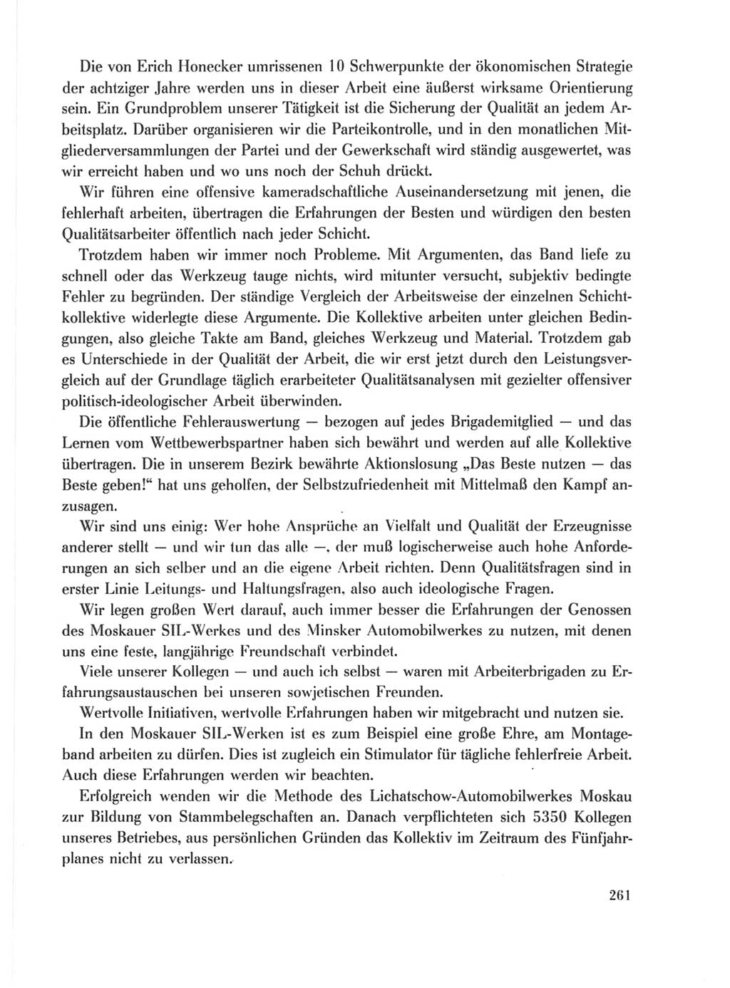 Protokoll der Verhandlungen des Ⅹ. Parteitages der Sozialistischen Einheitspartei Deutschlands (SED) [Deutsche Demokratische Republik (DDR)] 1981, Band 1, Seite 261 (Prot. Verh. Ⅹ. PT SED DDR 1981, Bd. 1, S. 261)