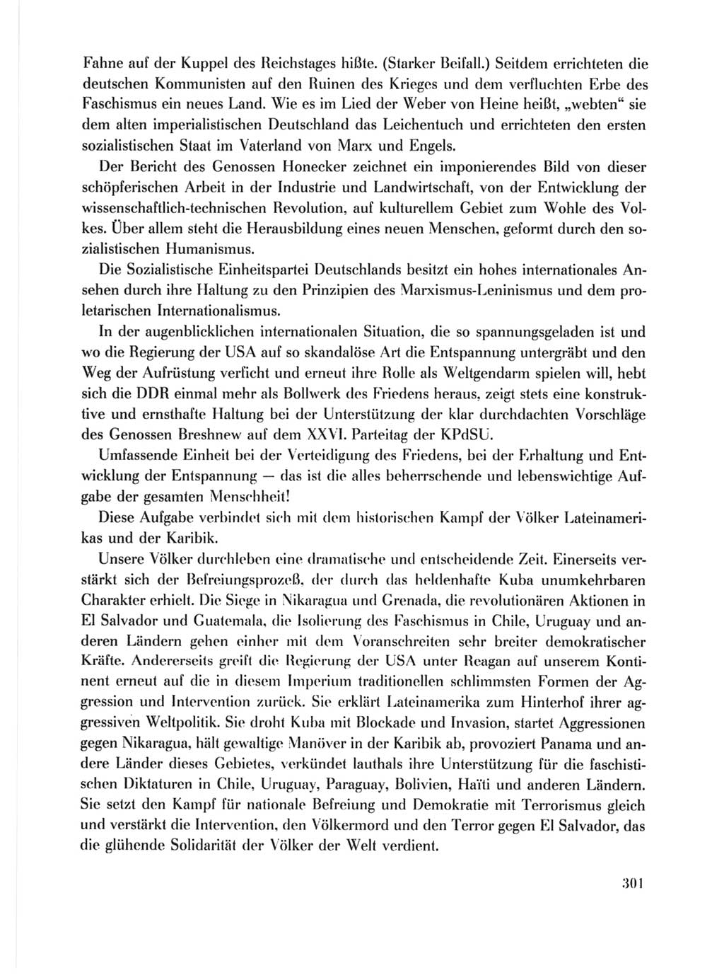 Protokoll der Verhandlungen des Ⅹ. Parteitages der Sozialistischen Einheitspartei Deutschlands (SED) [Deutsche Demokratische Republik (DDR)] 1981, Band 1, Seite 301 (Prot. Verh. Ⅹ. PT SED DDR 1981, Bd. 1, S. 301)