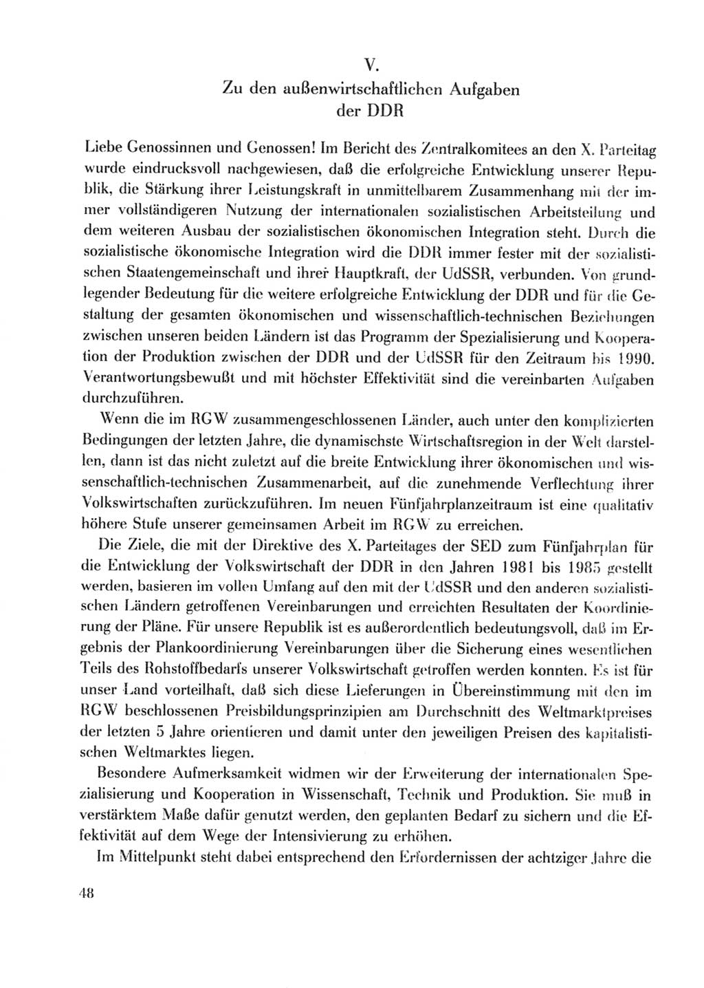 Protokoll der Verhandlungen des Ⅹ. Parteitages der Sozialistischen Einheitspartei Deutschlands (SED) [Deutsche Demokratische Republik (DDR)] 1981, Band 2, Seite 48 (Prot. Verh. Ⅹ. PT SED DDR 1981, Bd. 2, S. 48)
