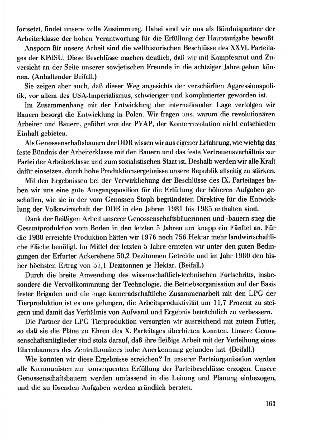 Protokoll der Verhandlungen des Ⅹ. Parteitages der Sozialistischen Einheitspartei Deutschlands (SED) [Deutsche Demokratische Republik (DDR)] 1981, Band 2, Seite 163 (Prot. Verh. Ⅹ. PT SED DDR 1981, Bd. 2, S. 163)