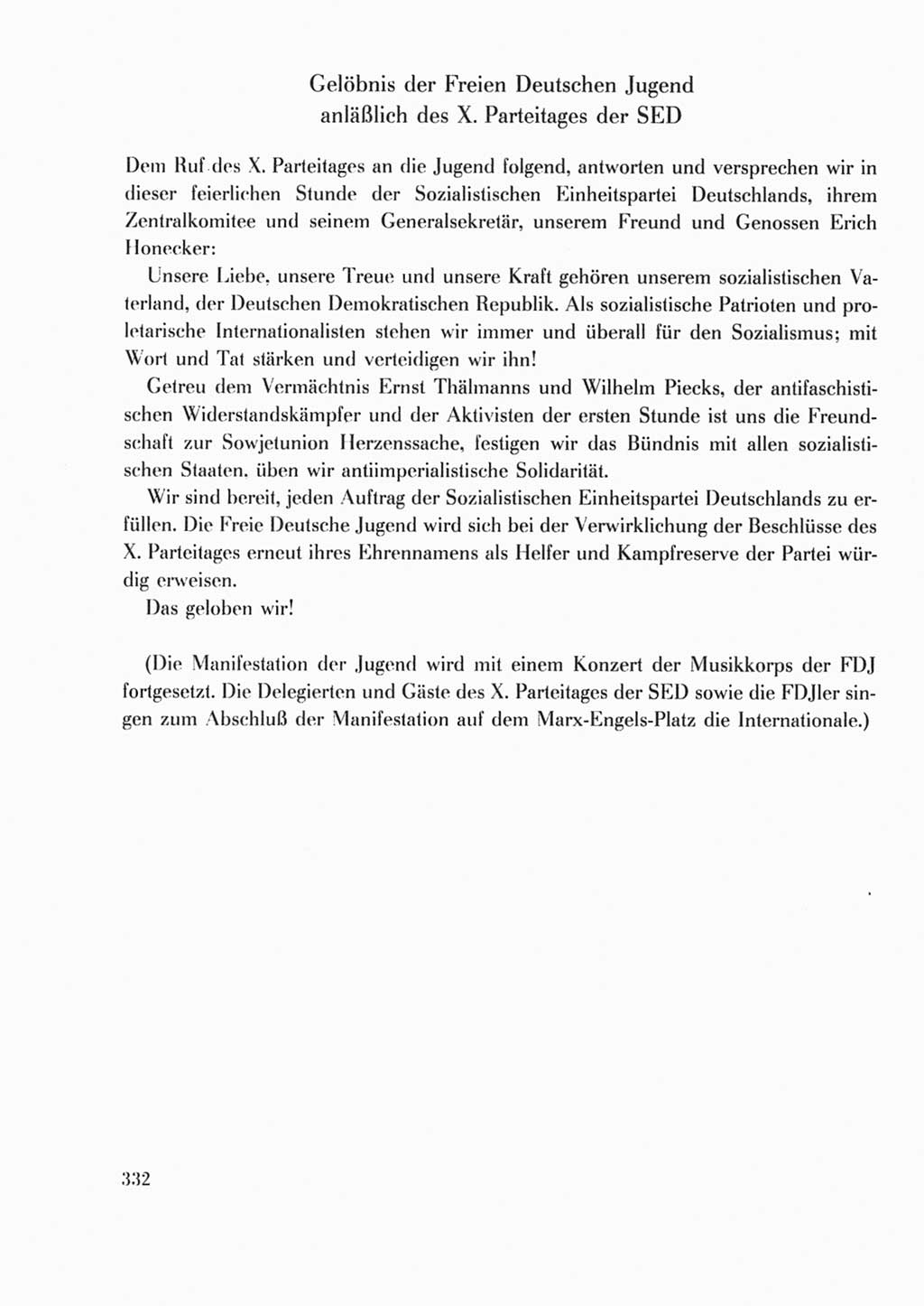 Protokoll der Verhandlungen des Ⅹ. Parteitages der Sozialistischen Einheitspartei Deutschlands (SED) [Deutsche Demokratische Republik (DDR)] 1981, Band 2, Seite 332 (Prot. Verh. Ⅹ. PT SED DDR 1981, Bd. 2, S. 332)