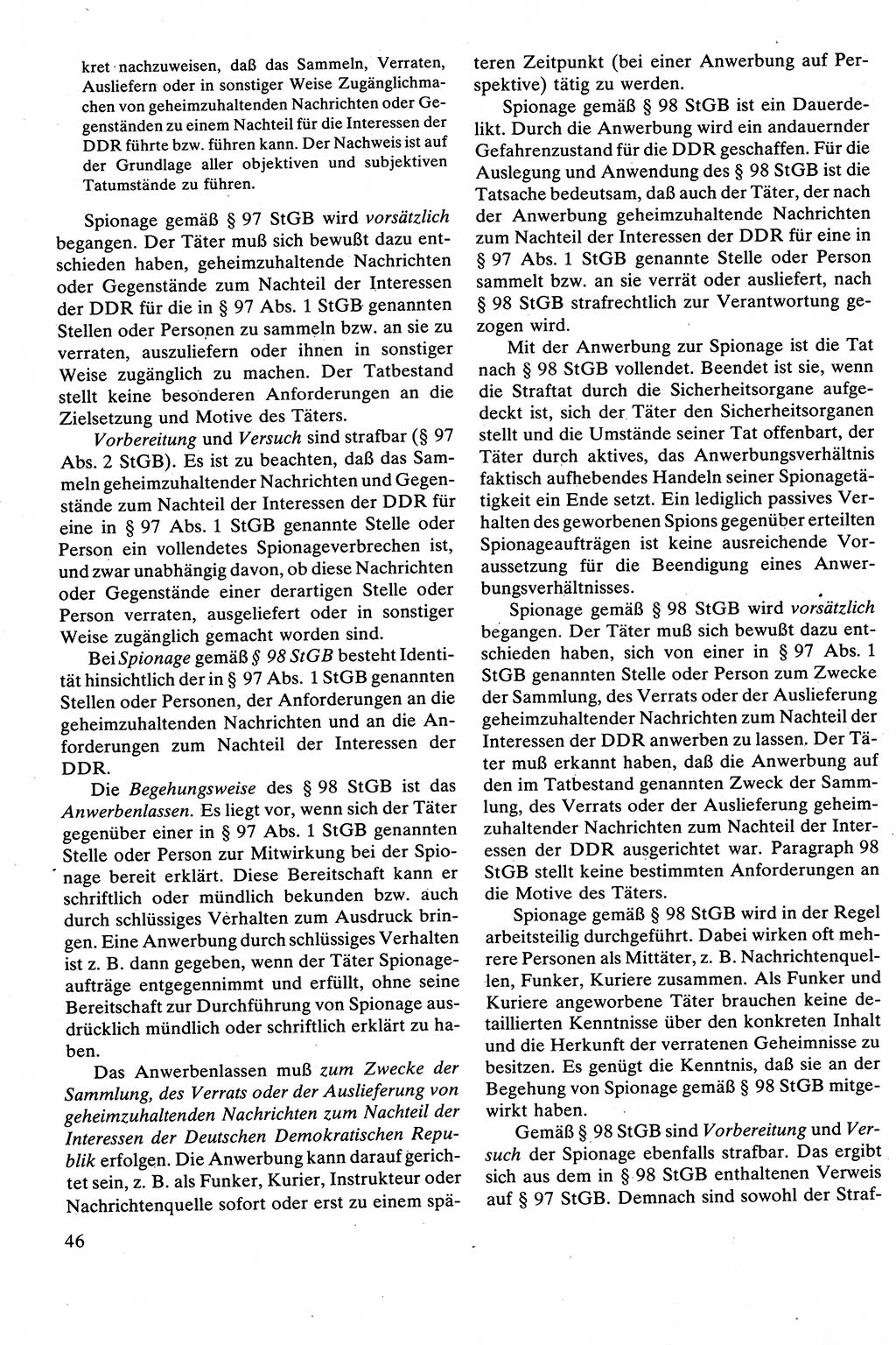 Strafrecht [Deutsche Demokratische Republik (DDR)], Besonderer Teil, Lehrbuch 1981, Seite 46 (Strafr. DDR BT Lb. 1981, S. 46)