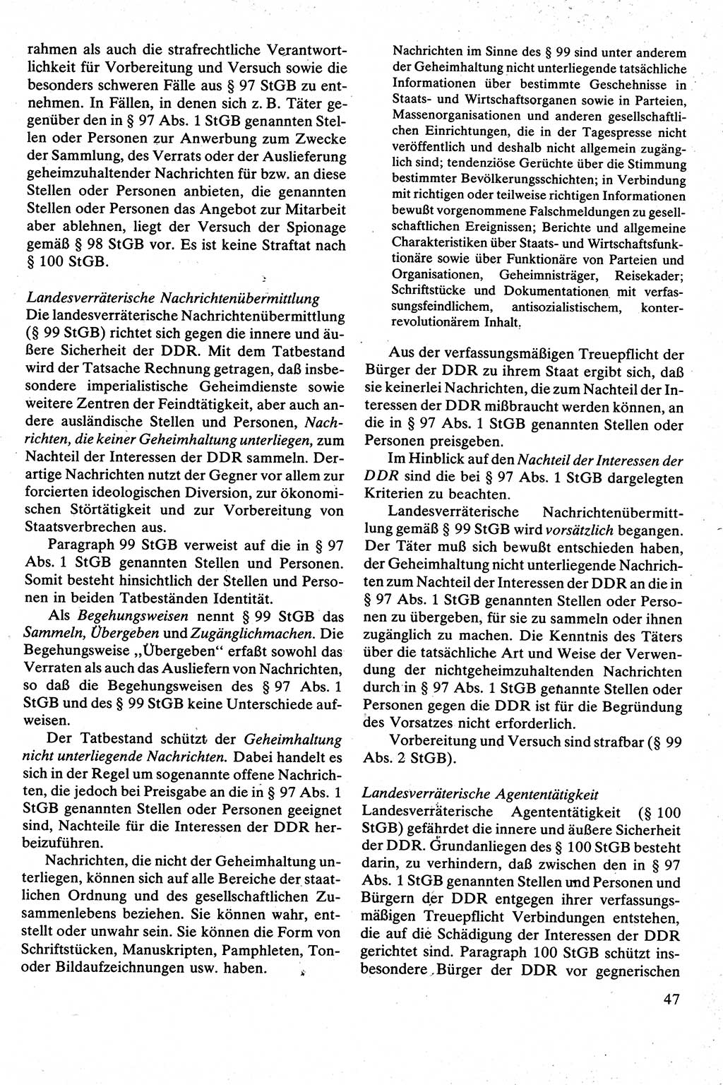 Strafrecht [Deutsche Demokratische Republik (DDR)], Besonderer Teil, Lehrbuch 1981, Seite 47 (Strafr. DDR BT Lb. 1981, S. 47)