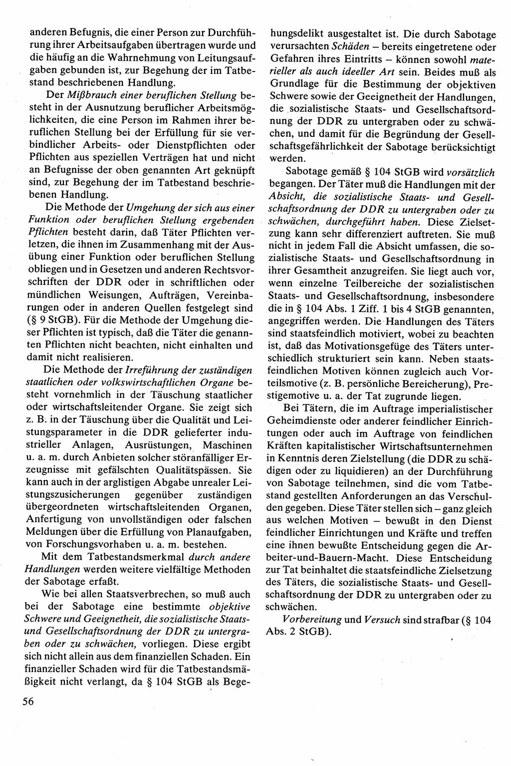Strafrecht [Deutsche Demokratische Republik (DDR)], Besonderer Teil, Lehrbuch 1981, Seite 56 (Strafr. DDR BT Lb. 1981, S. 56)