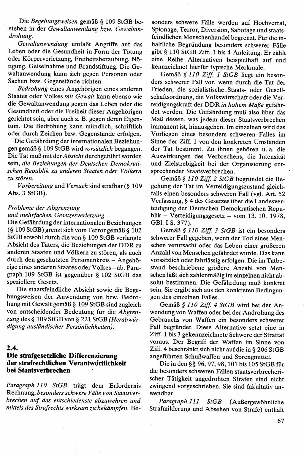 Strafrecht [Deutsche Demokratische Republik (DDR)], Besonderer Teil, Lehrbuch 1981, Seite 67 (Strafr. DDR BT Lb. 1981, S. 67)