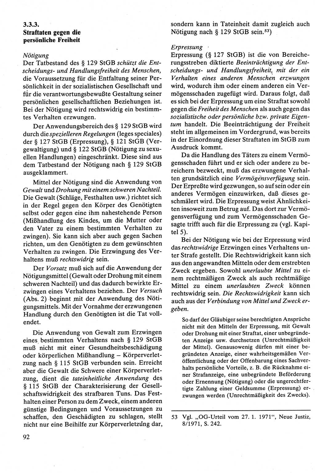 Strafrecht [Deutsche Demokratische Republik (DDR)], Besonderer Teil, Lehrbuch 1981, Seite 92 (Strafr. DDR BT Lb. 1981, S. 92)