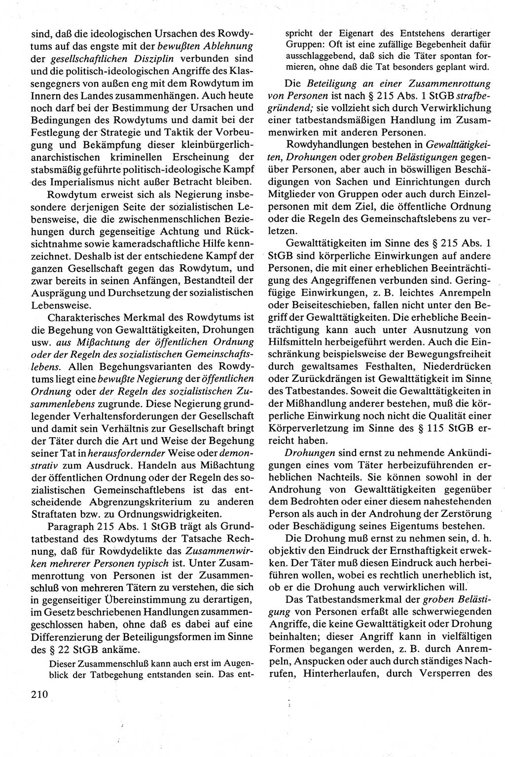 Strafrecht [Deutsche Demokratische Republik (DDR)], Besonderer Teil, Lehrbuch 1981, Seite 210 (Strafr. DDR BT Lb. 1981, S. 210)