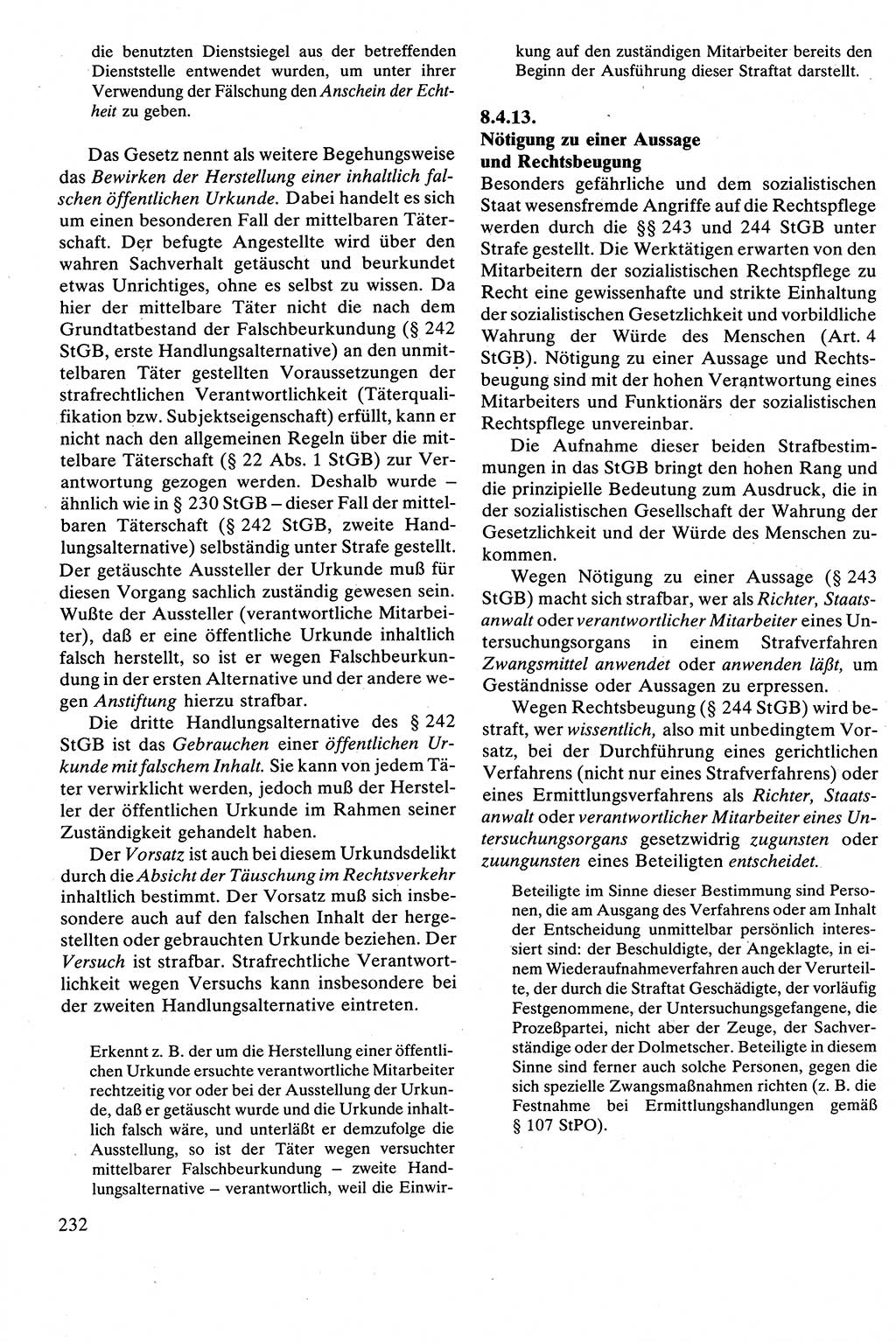 Strafrecht [Deutsche Demokratische Republik (DDR)], Besonderer Teil, Lehrbuch 1981, Seite 232 (Strafr. DDR BT Lb. 1981, S. 232)