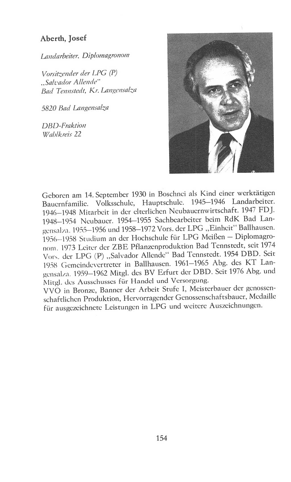 Volkskammer (VK) der Deutschen Demokratischen Republik (DDR), 8. Wahlperiode 1981-1986, Seite 154 (VK. DDR 8. WP. 1981-1986, S. 154)