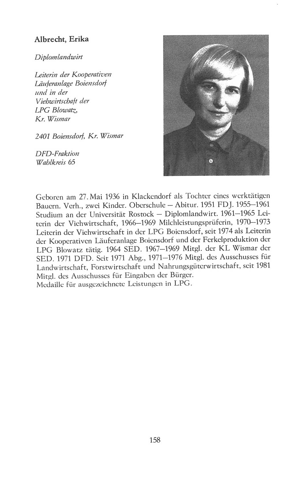 Volkskammer (VK) der Deutschen Demokratischen Republik (DDR), 8. Wahlperiode 1981-1986, Seite 158 (VK. DDR 8. WP. 1981-1986, S. 158)