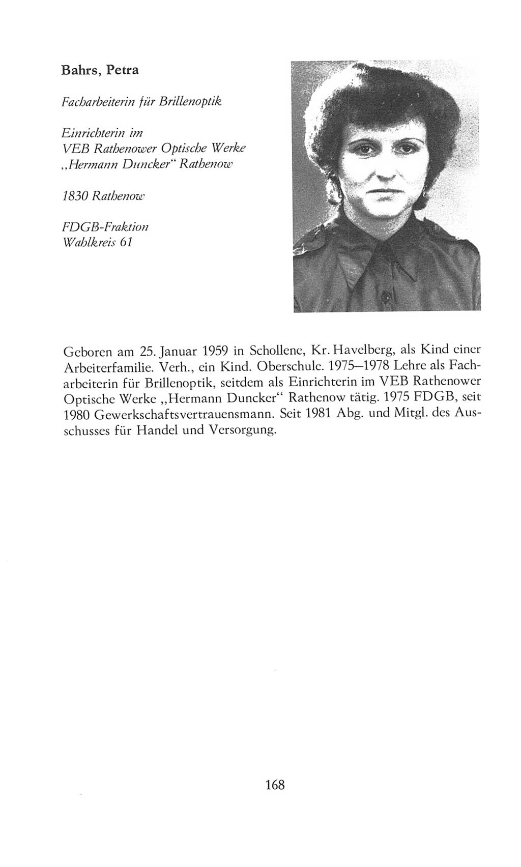 Volkskammer (VK) der Deutschen Demokratischen Republik (DDR), 8. Wahlperiode 1981-1986, Seite 168 (VK. DDR 8. WP. 1981-1986, S. 168)