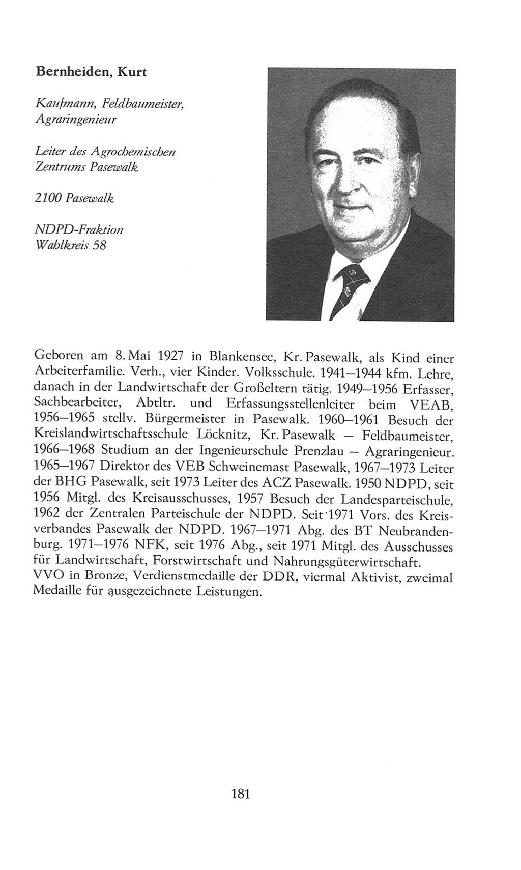 Volkskammer (VK) der Deutschen Demokratischen Republik (DDR), 8. Wahlperiode 1981-1986, Seite 181 (VK. DDR 8. WP. 1981-1986, S. 181)