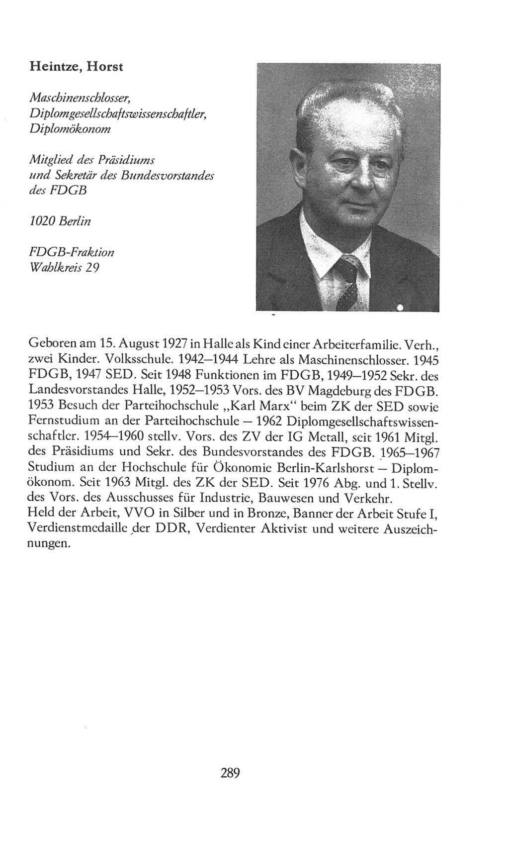 Volkskammer (VK) der Deutschen Demokratischen Republik (DDR), 8. Wahlperiode 1981-1986, Seite 289 (VK. DDR 8. WP. 1981-1986, S. 289)