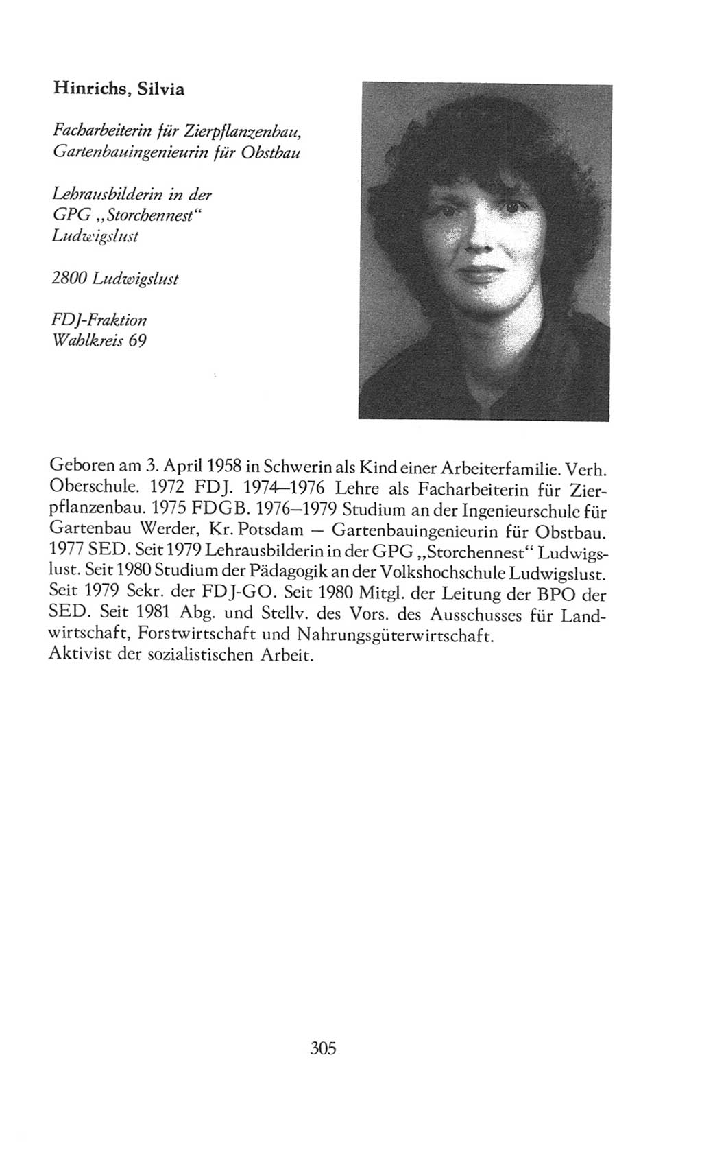 Volkskammer (VK) der Deutschen Demokratischen Republik (DDR), 8. Wahlperiode 1981-1986, Seite 305 (VK. DDR 8. WP. 1981-1986, S. 305)