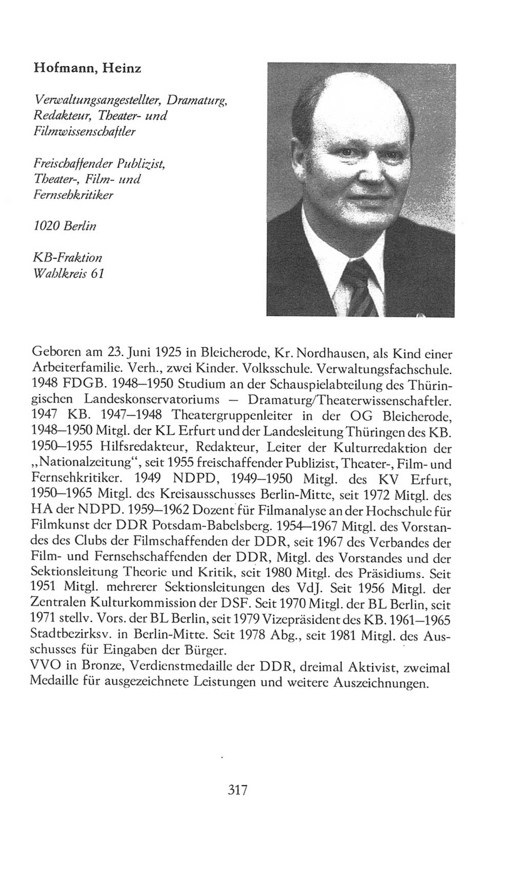 Volkskammer (VK) der Deutschen Demokratischen Republik (DDR), 8. Wahlperiode 1981-1986, Seite 317 (VK. DDR 8. WP. 1981-1986, S. 317)