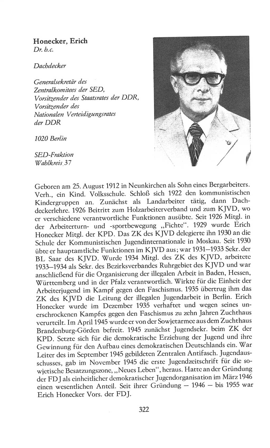 Volkskammer (VK) der Deutschen Demokratischen Republik (DDR), 8. Wahlperiode 1981-1986, Seite 322 (VK. DDR 8. WP. 1981-1986, S. 322)