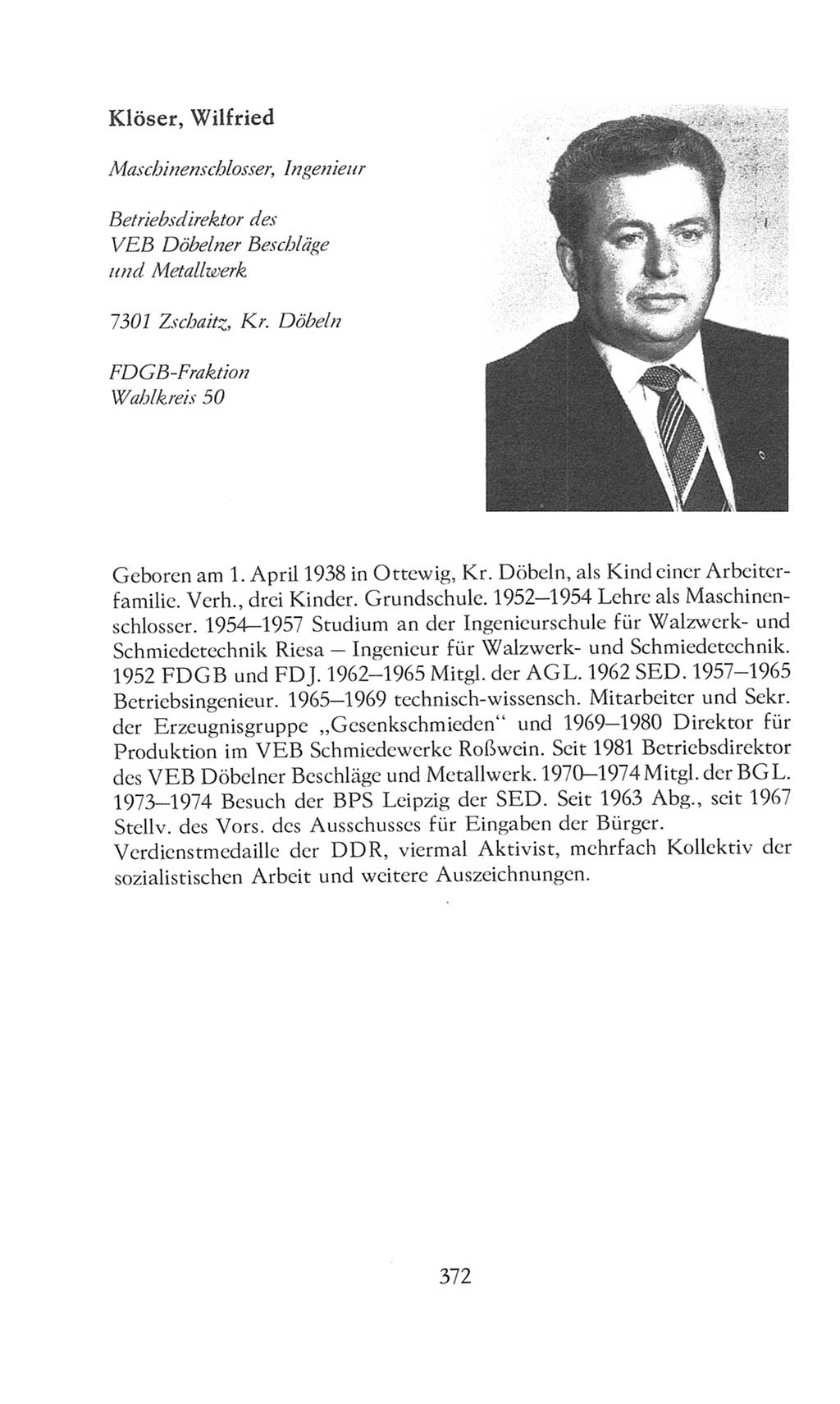 Volkskammer (VK) der Deutschen Demokratischen Republik (DDR), 8. Wahlperiode 1981-1986, Seite 372 (VK. DDR 8. WP. 1981-1986, S. 372)