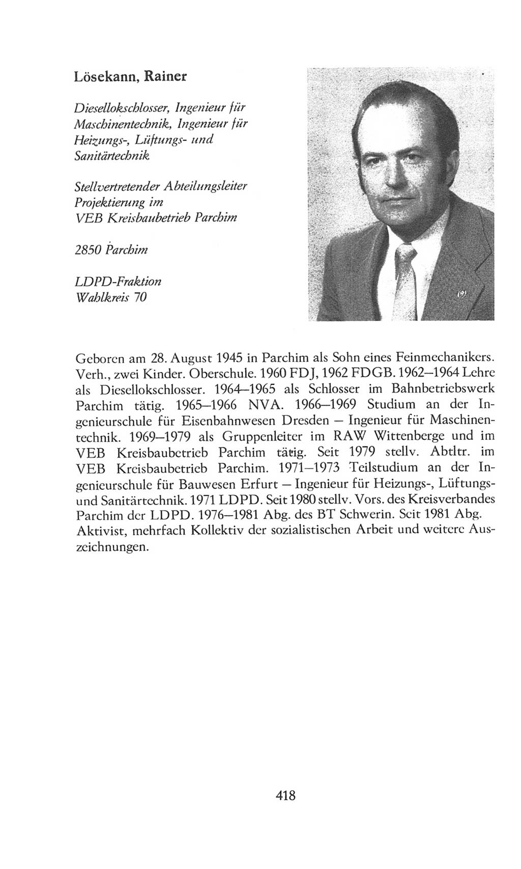 Volkskammer (VK) der Deutschen Demokratischen Republik (DDR), 8. Wahlperiode 1981-1986, Seite 418 (VK. DDR 8. WP. 1981-1986, S. 418)