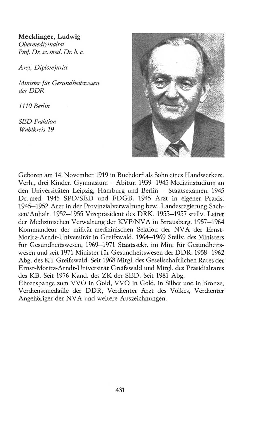 Volkskammer (VK) der Deutschen Demokratischen Republik (DDR), 8. Wahlperiode 1981-1986, Seite 431 (VK. DDR 8. WP. 1981-1986, S. 431)