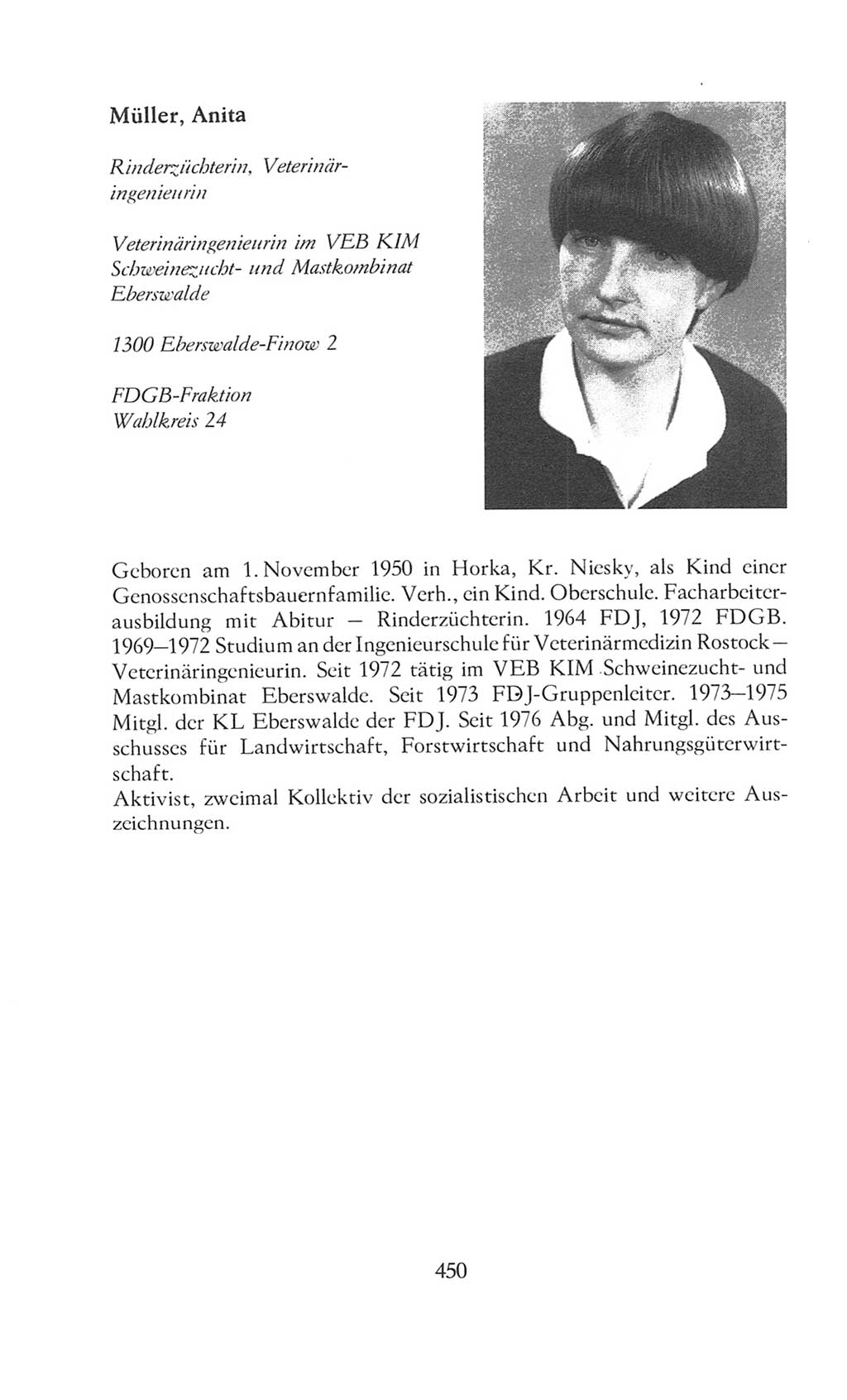 Volkskammer (VK) der Deutschen Demokratischen Republik (DDR), 8. Wahlperiode 1981-1986, Seite 450 (VK. DDR 8. WP. 1981-1986, S. 450)