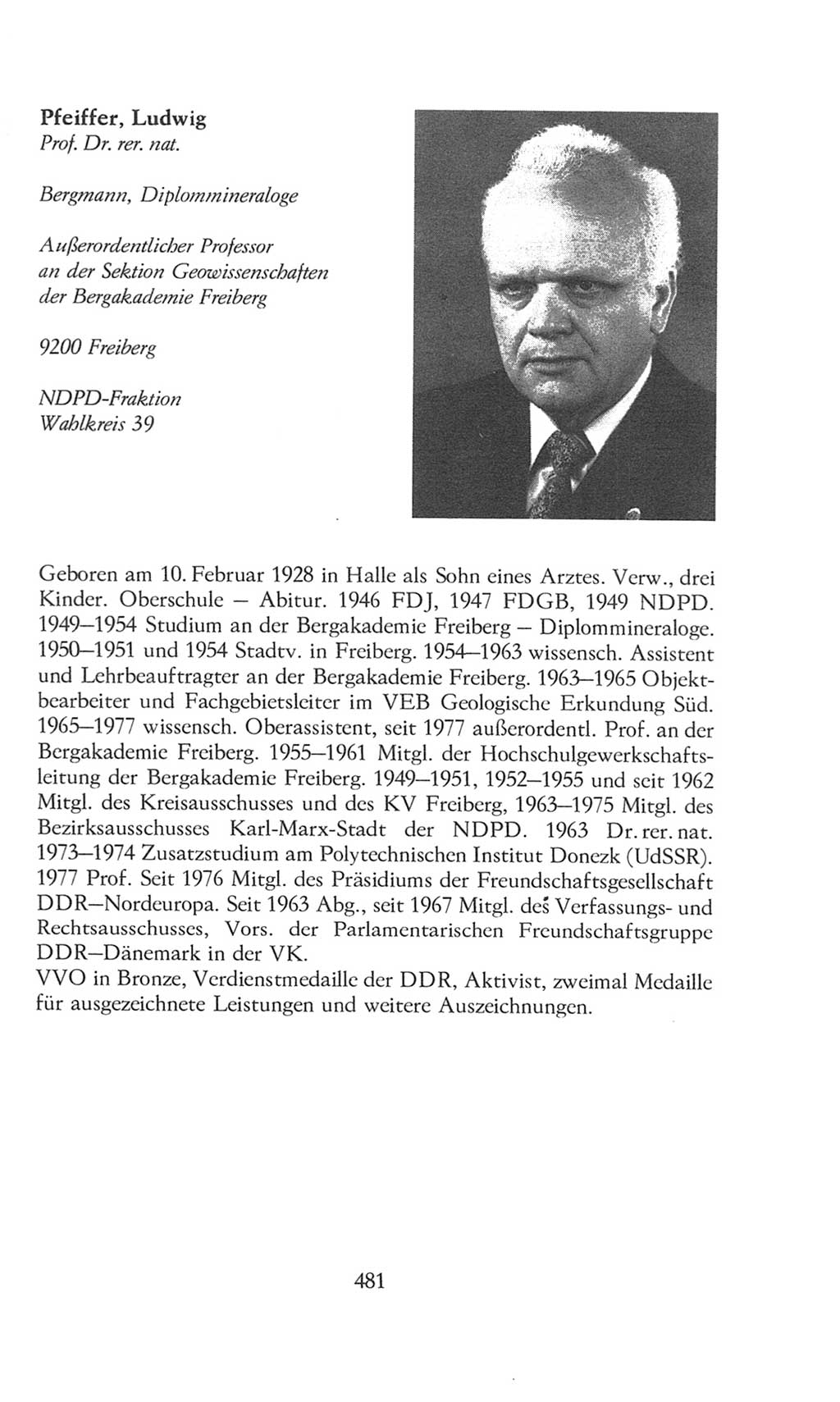 Volkskammer (VK) der Deutschen Demokratischen Republik (DDR), 8. Wahlperiode 1981-1986, Seite 481 (VK. DDR 8. WP. 1981-1986, S. 481)