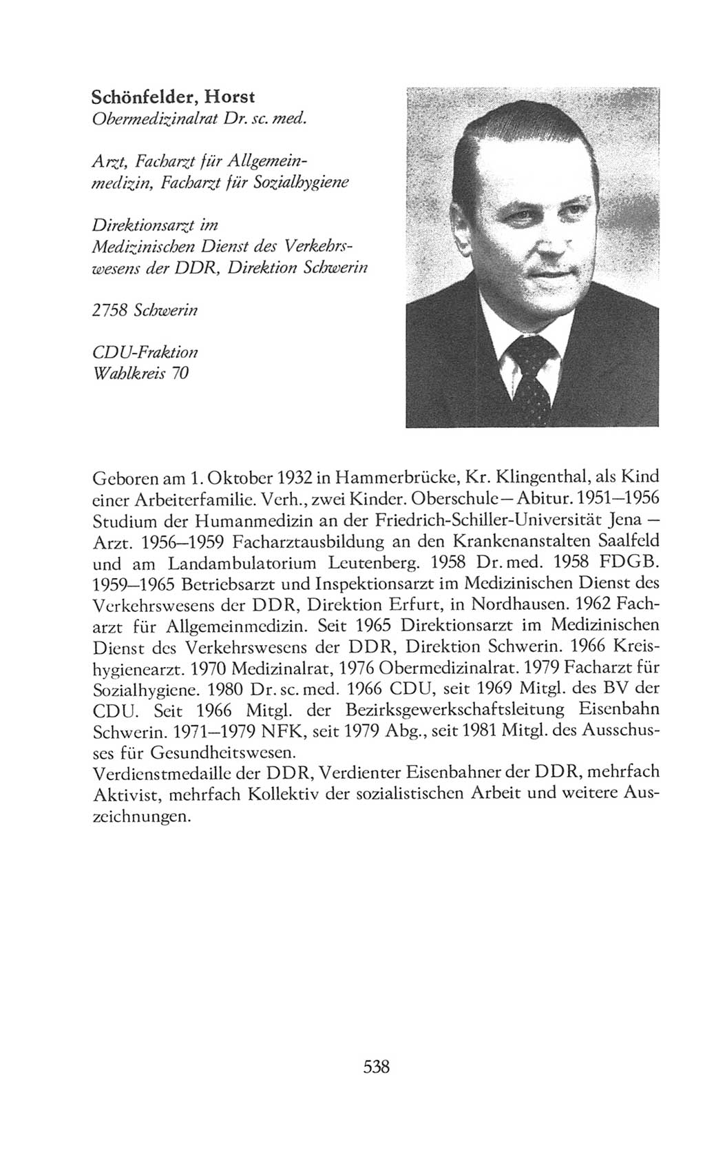 Volkskammer (VK) der Deutschen Demokratischen Republik (DDR), 8. Wahlperiode 1981-1986, Seite 538 (VK. DDR 8. WP. 1981-1986, S. 538)