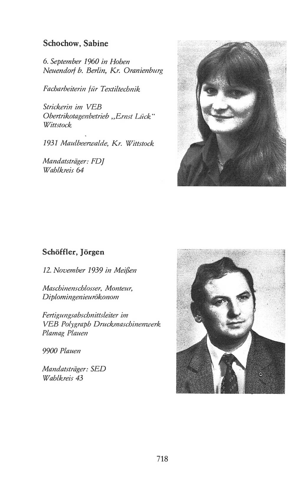 Volkskammer (VK) der Deutschen Demokratischen Republik (DDR), 8. Wahlperiode 1981-1986, Seite 718 (VK. DDR 8. WP. 1981-1986, S. 718)